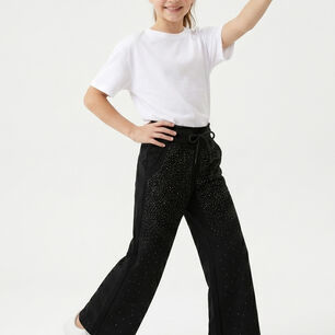 Pantal&oacute;n Buzo Ni&ntilde;a Wide Leg Brillos Algod&oacute;n Moda Urbana