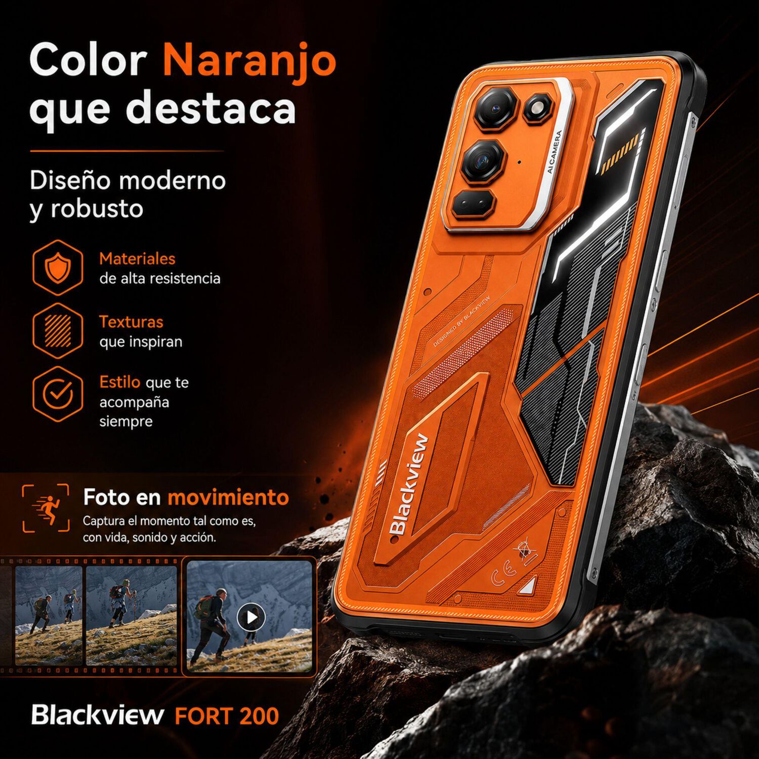 Celular Rugged Blackview Fort 200 Naranjo 256gb 108mp 24gb image number 8.0