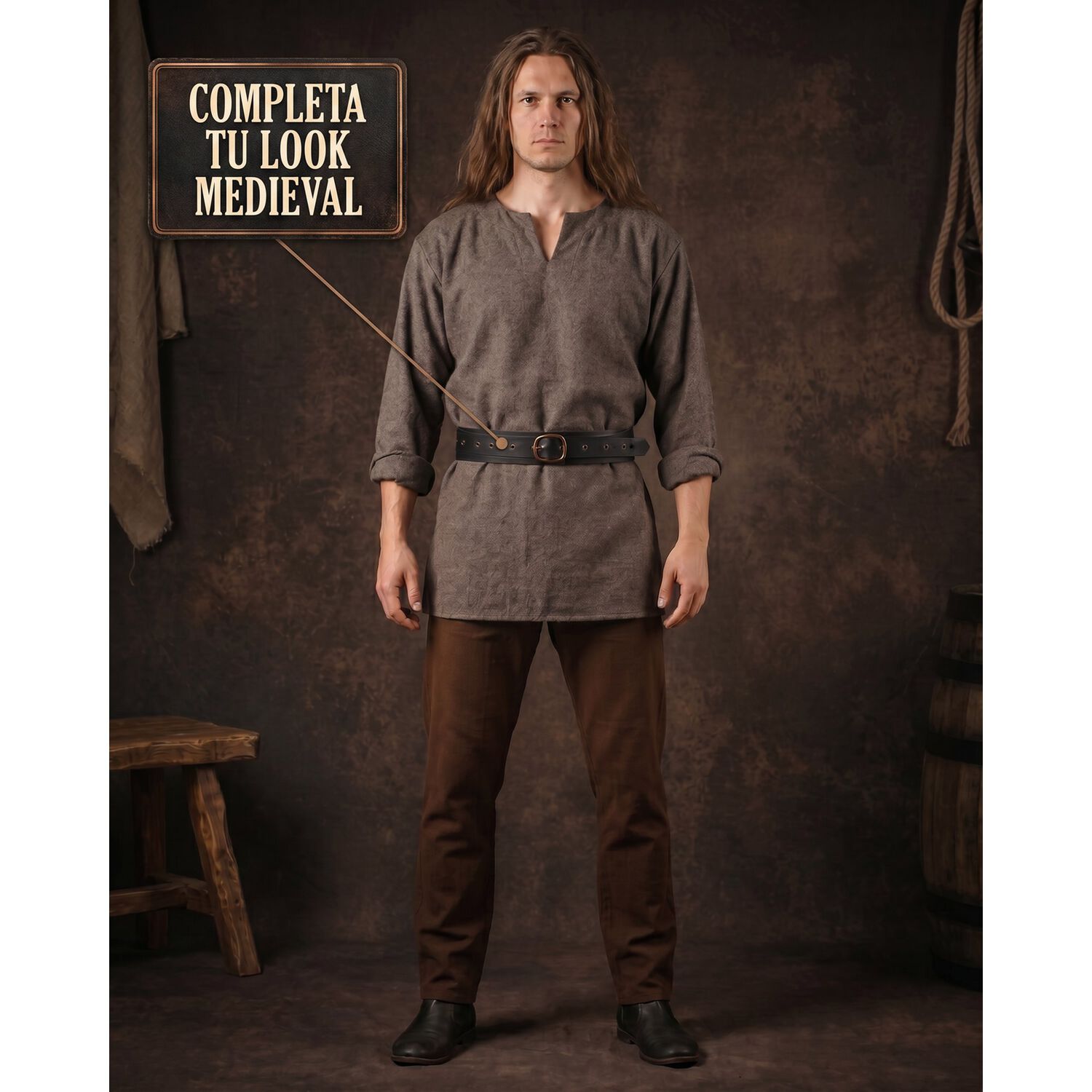 Cinturon Vikingo Medieval De Cuero Pu Accesorio Cosplay image number 38.0