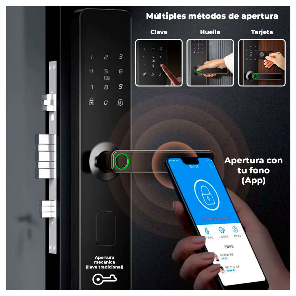 Cerradura Digital Con Huella, Código Y Llave Seguridad Smart image number 1.0