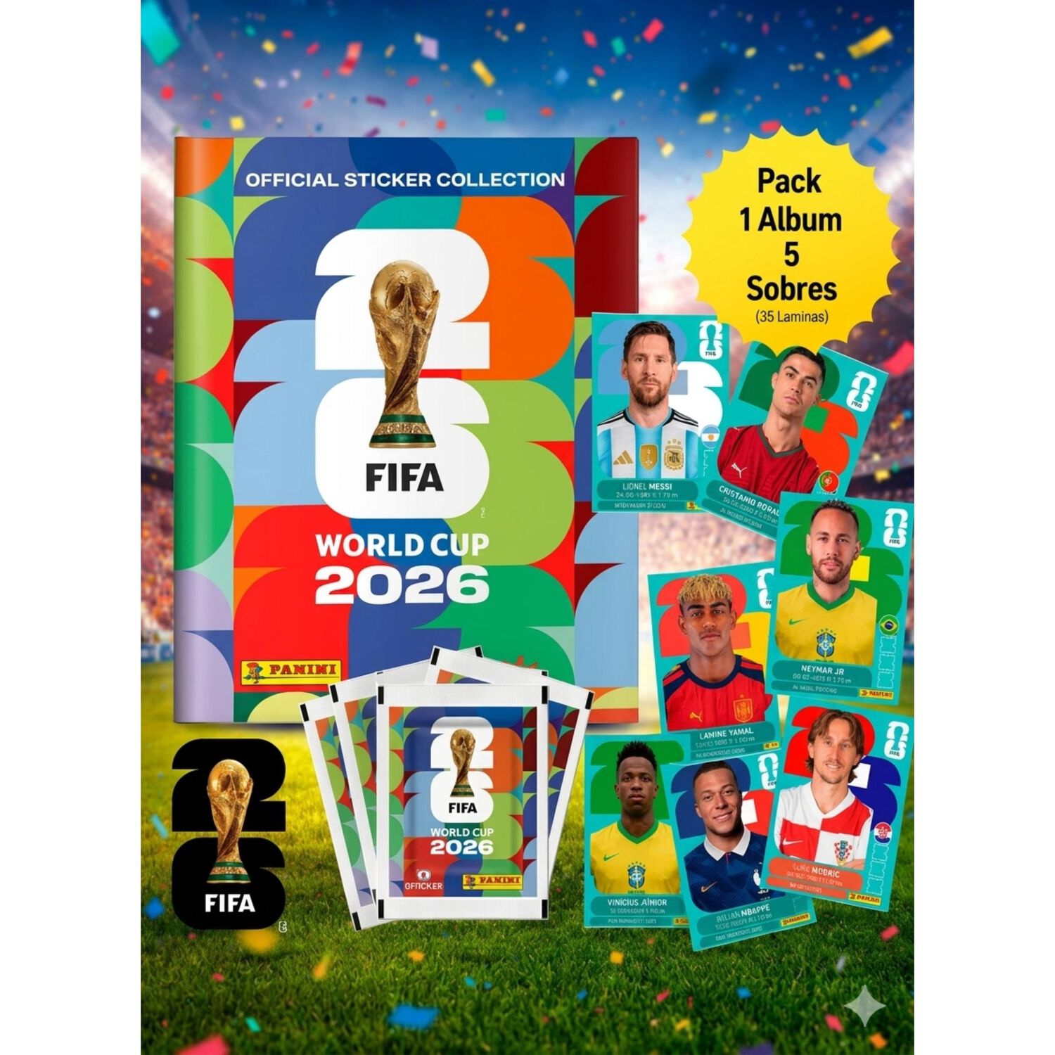 Pack &Aacute;lbum Fifa 2026 + 5 Sobres (35 L&aacute;minas) image number 2.0