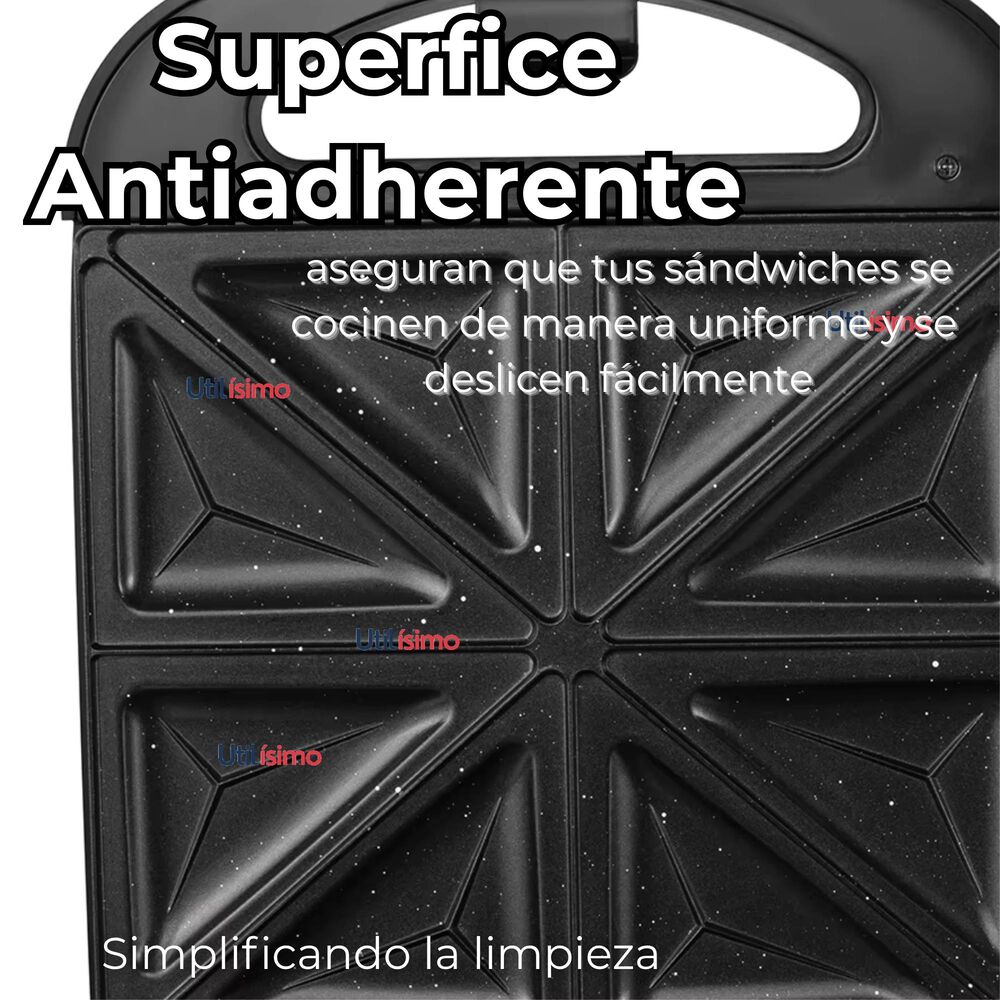 Sandwichera Eléctrica Antiadherente Tostadora 4 Sandwich 1000w De Potencia image number 5.0