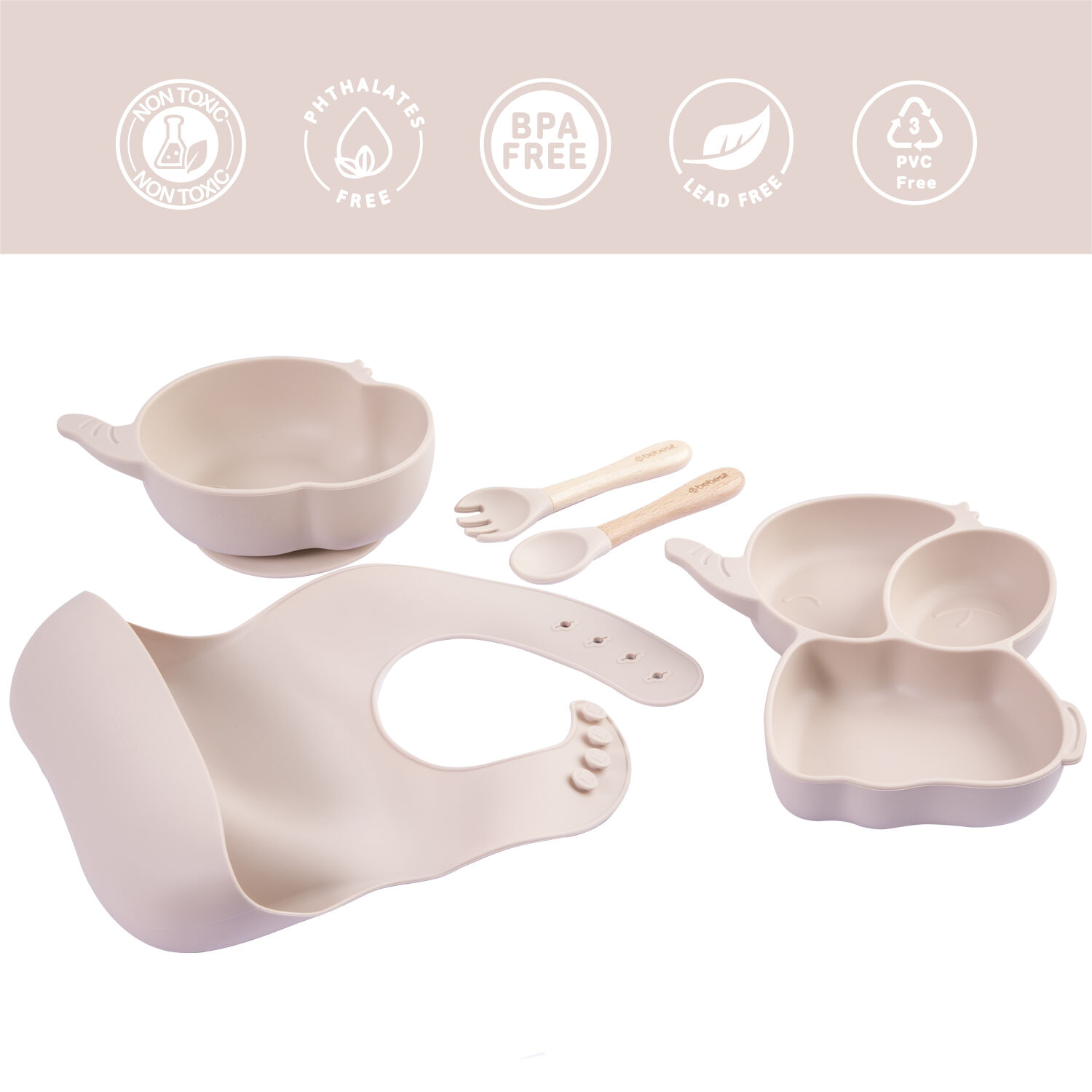 Set Alimentacion Elefante Silicona Beige image number 2.0