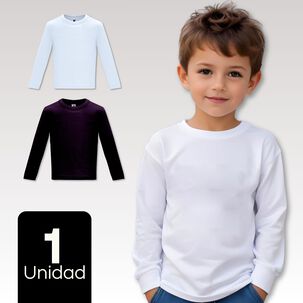 Camiseta Algodón Primera Capa Manga Larga Niño Negro Blanco