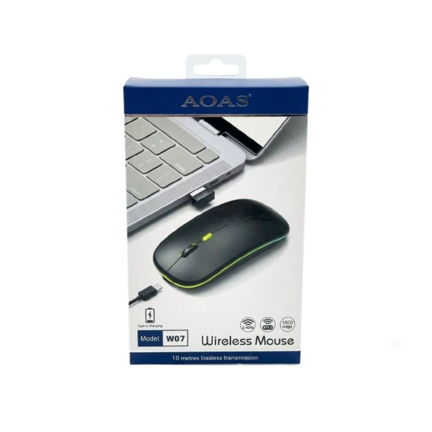 Mouse Inal&aacute;mbrico Aoas Bluetooth Usb Recargable Blanco image number 2.0