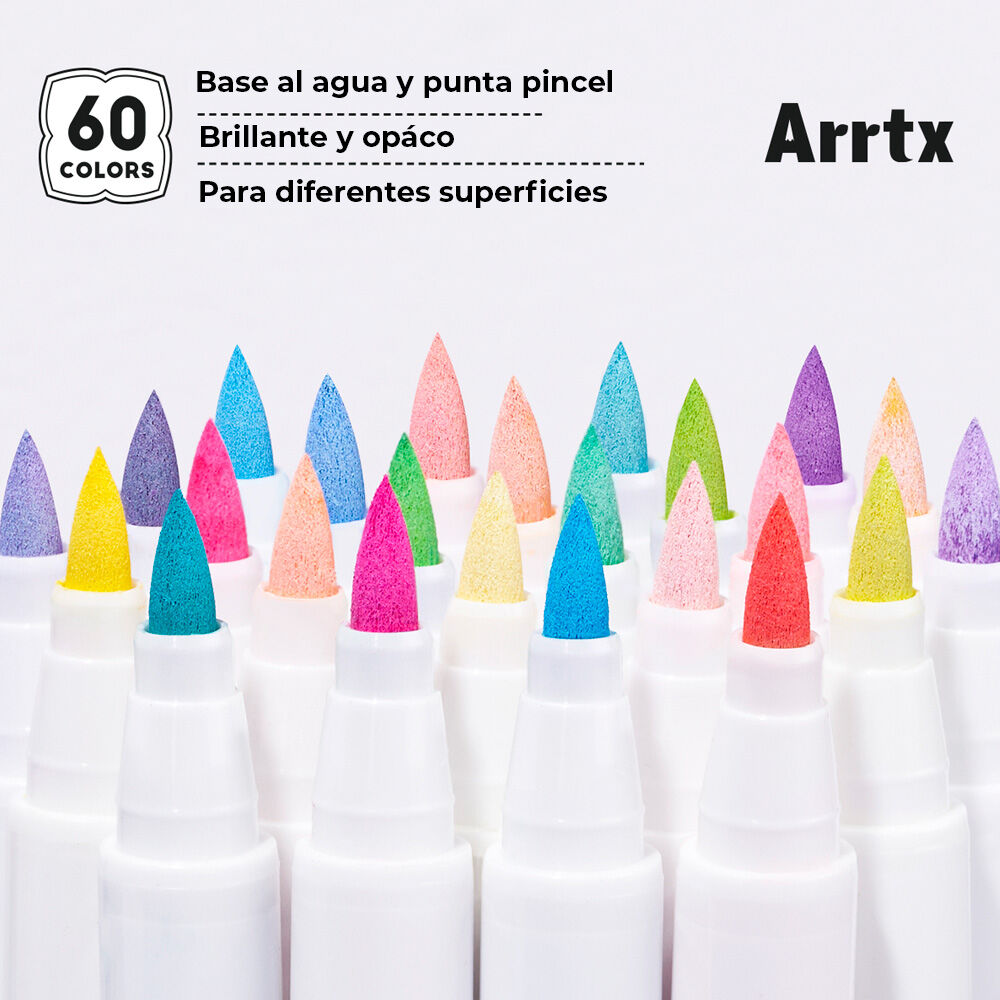 Arrtx Marcadores De Acrílico 60 Colores Punta Pincel image number 3.0