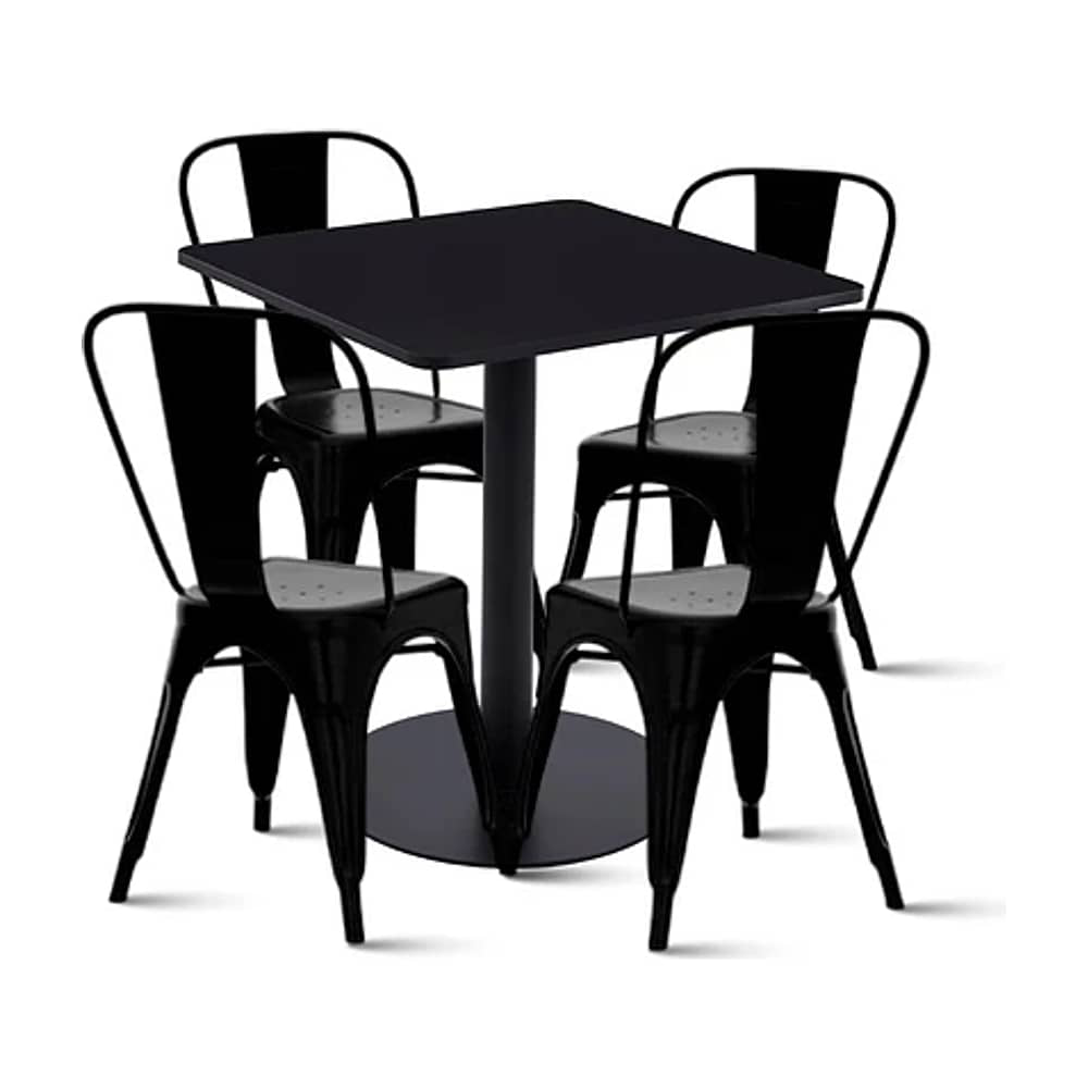 Mesa Restaurant 70x70 Tubo Metal Cubierta Mdf + 4 Sillas Tolix - Negra image number 0.0