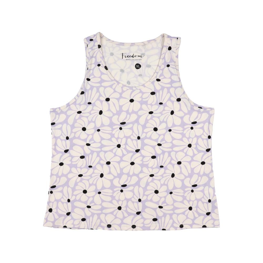 Polera Estampada Sin Mangas Cuello Redondo Mujer Freedom image number 0.0