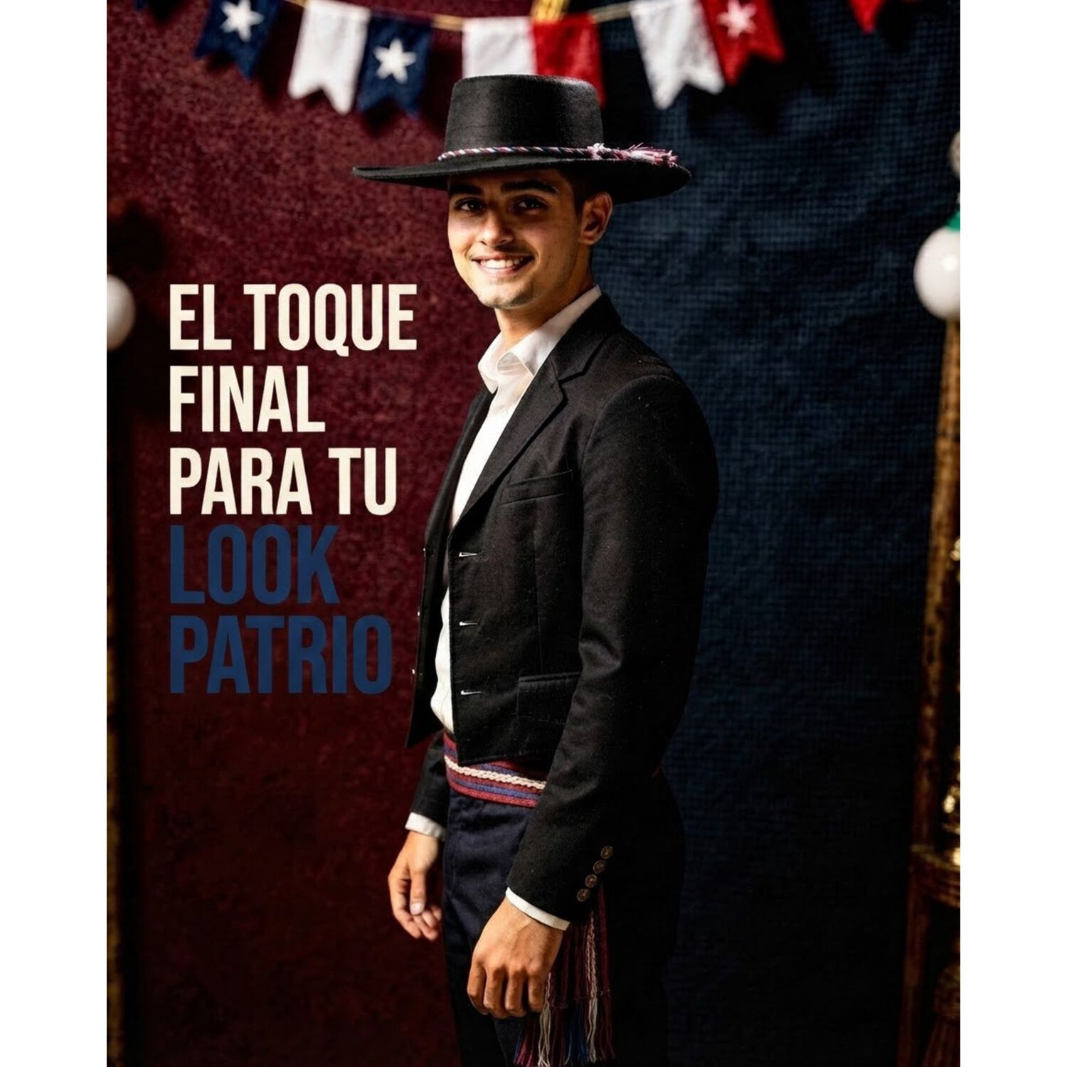 Sombrero Huaso Elegante Adulto Fiestas Patrias image number 26.0