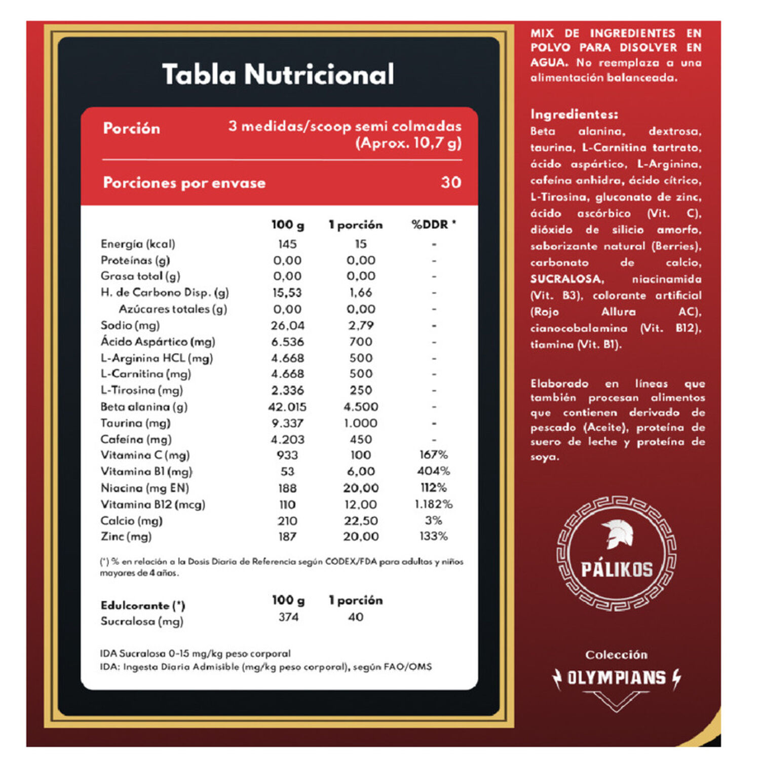 Pre Entreno Ares Ultra (450 Mg De Cafe&iacute;na)/ 30 Servicios/ Sabor Cherry. image number 1.0
