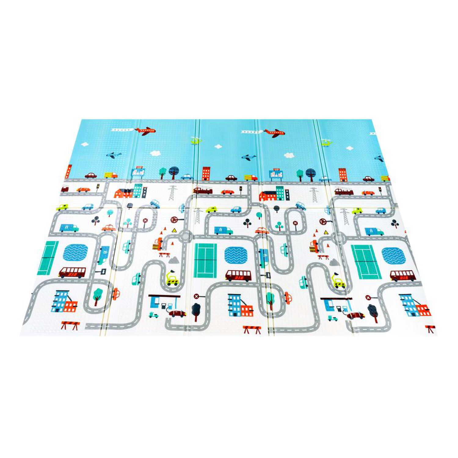 Alfombra Antigolpes Bebesit Infantil Plegable Con Bolso 180X200 Oso Y Ciudad image number 2.0