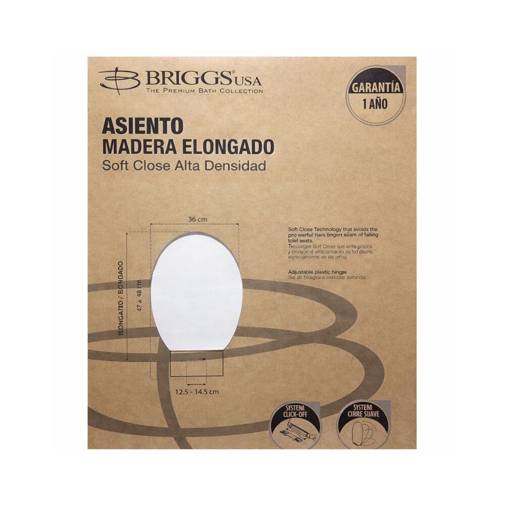 Asiento Madera Soft Close Alta Densidad Elongado Briggs Usa image number 2.0
