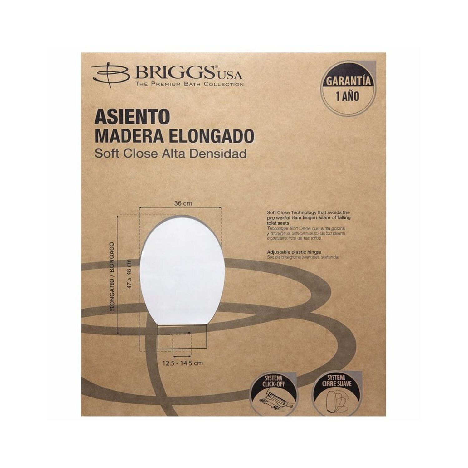 Asiento Madera Soft Close Alta Densidad Elongado Briggs Usa image number 2.0