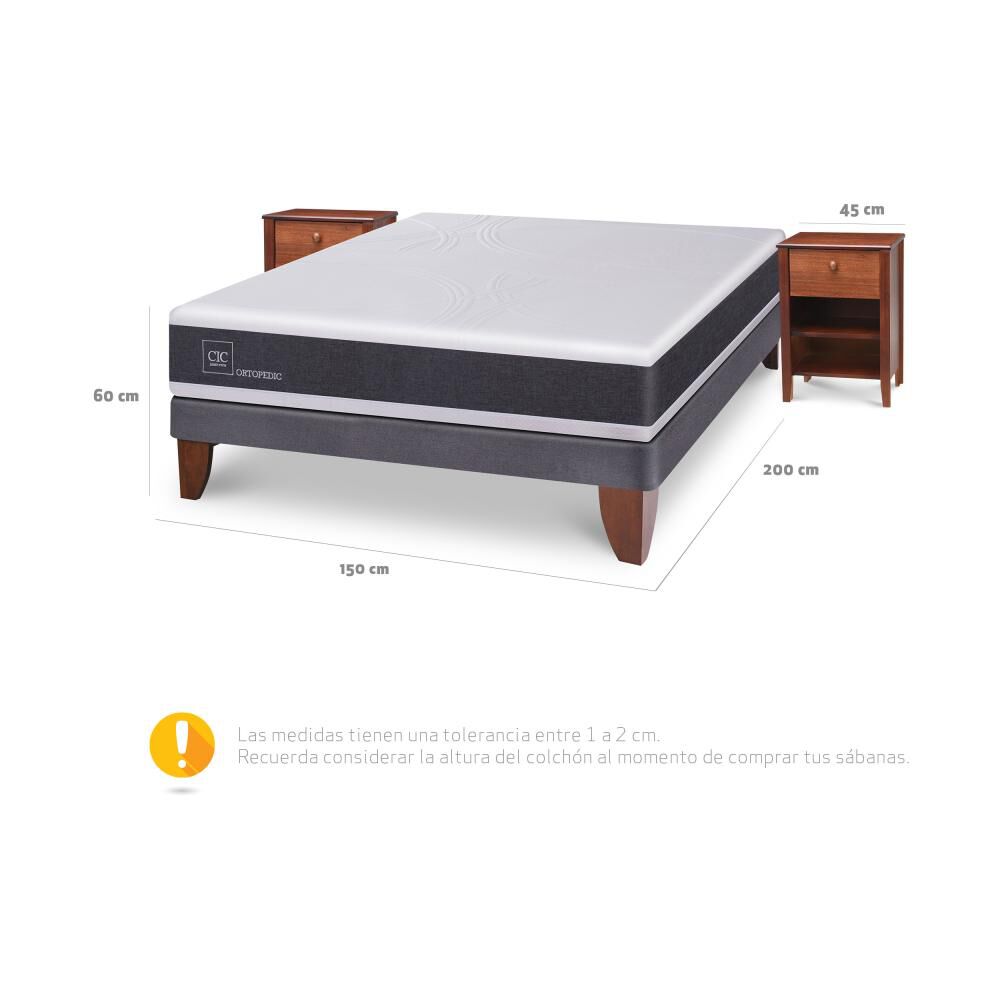 Cama Europea Cic New Ortopedic / 2 Plazas / Base Normal + Velador image number 2.0