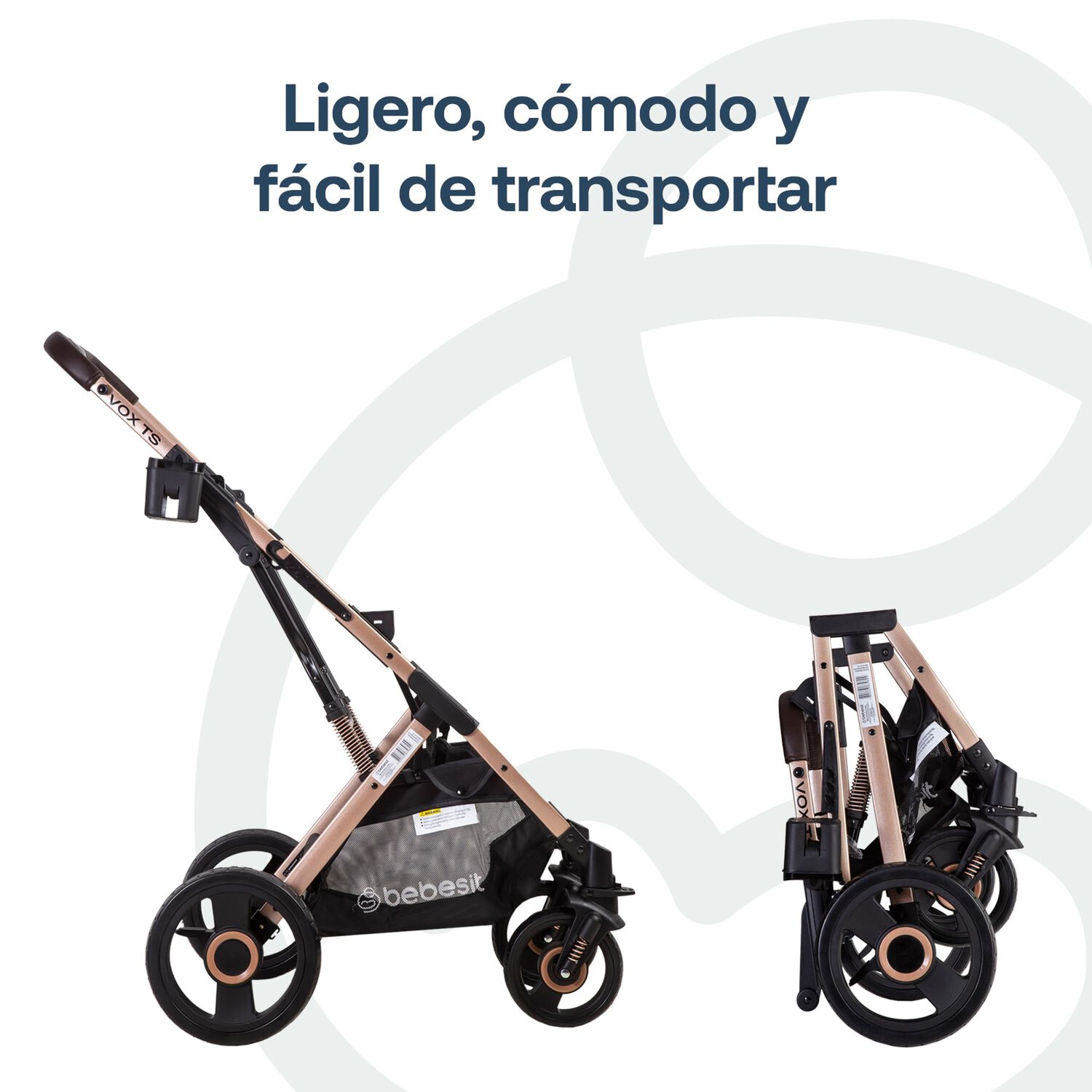 Coche Cuna Paseo Vox Gold Negro Bebesit image number 5.0
