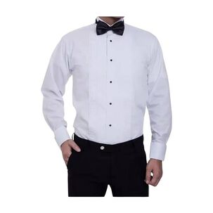 Camisa Blanca Plisada Cuello Polama Para Novios Y Otros Eventos