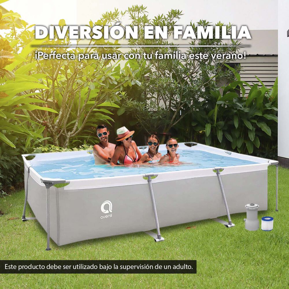 Piscina Con Filtro 3701 Litros 65x207x300 Cm Gris image number 4.0