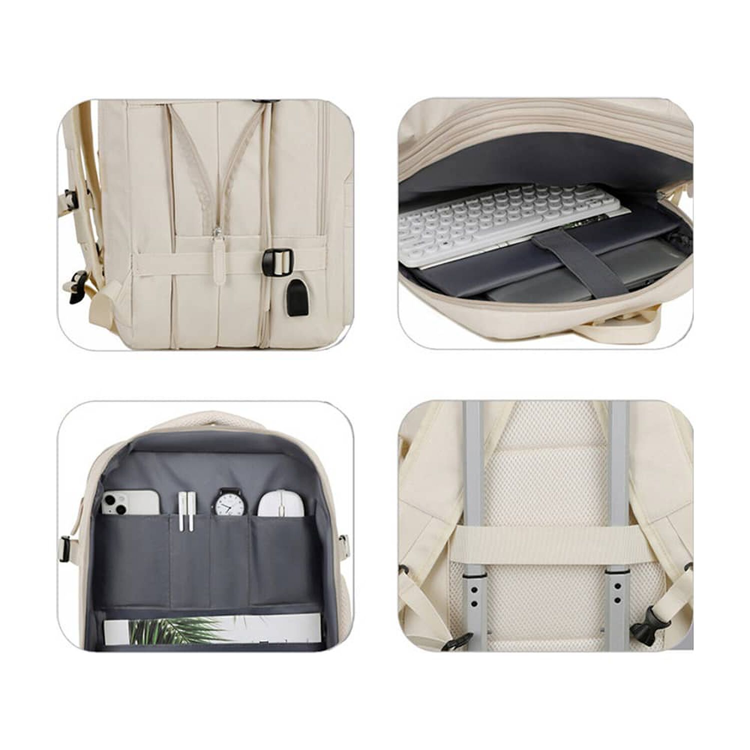 Mochila De Viaje Expandible 39 L Off White Titanfit image number 5.0