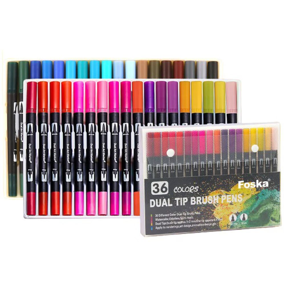 Set 36 Lettering Marcadores Doble Punta Pincel Brush image number 0.0