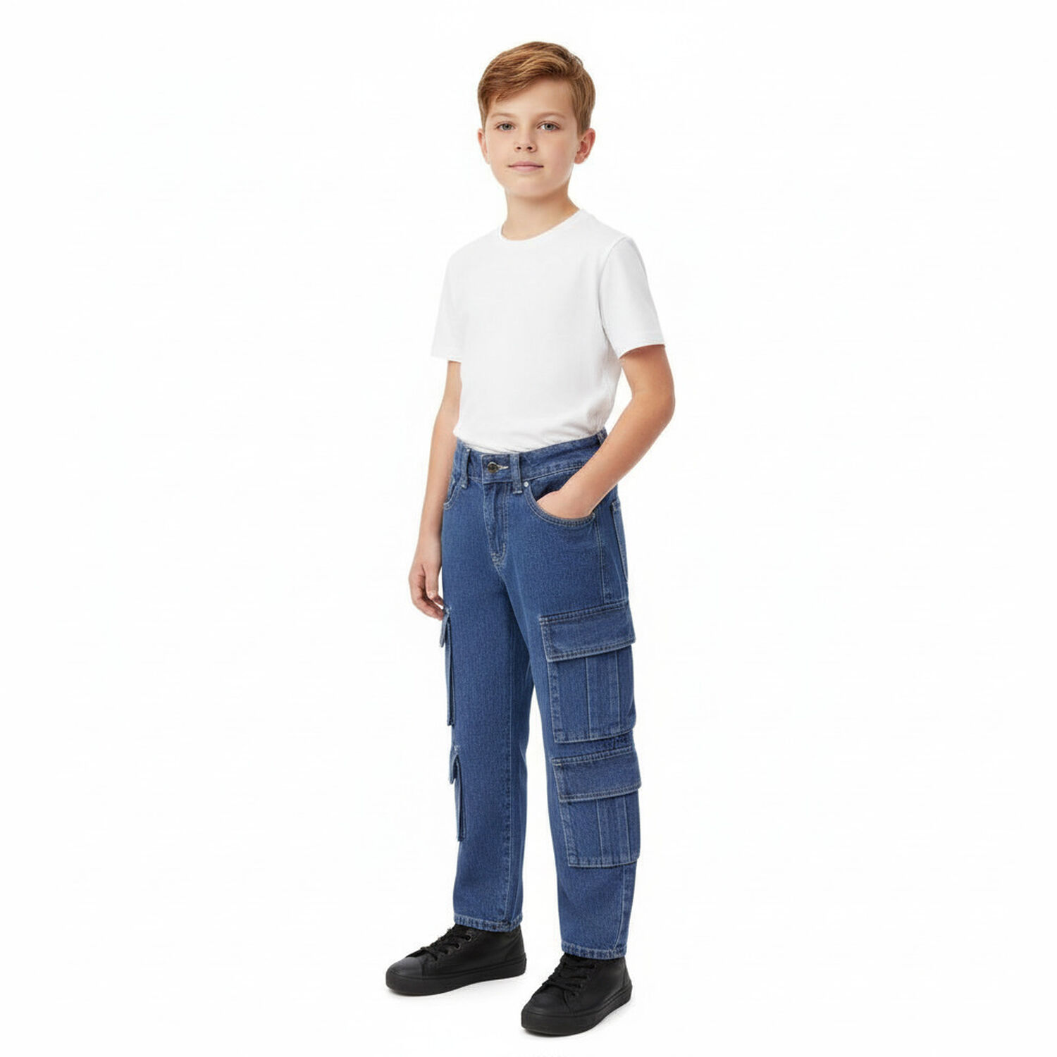 Pantalon Jeans Ni&ntilde;o Cargo Urbano Con Bolsillos Funcionales image number 1.0