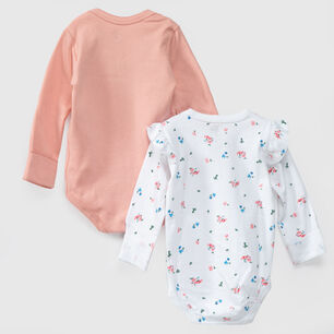 Pack Body Blanco Rosa Flores Algod&oacute;n Peruano