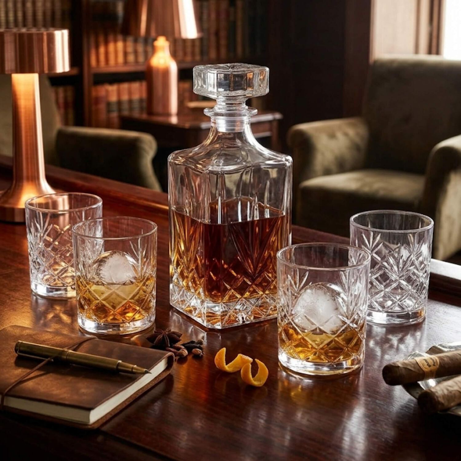 Set Botella 1lt Y 4 Vasos Whisky 325 Ml image number 1.0