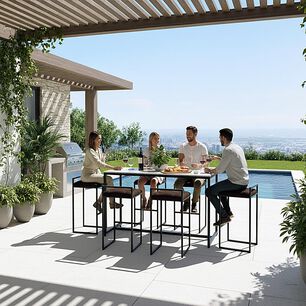Juego Comedor Terraza Mons Barcelona Cuarzo + 6 Sillas Chocolate