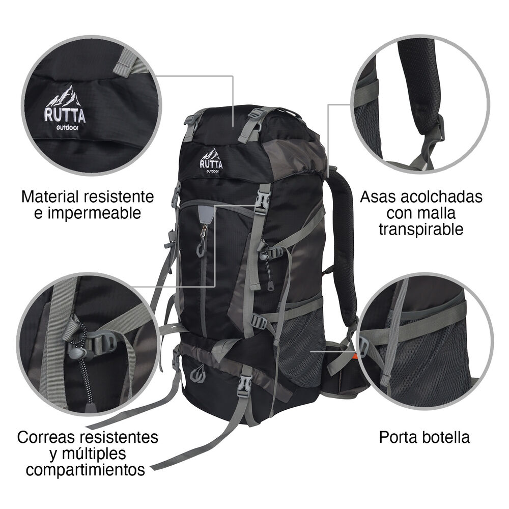 Mochila Camping 50l Negro image number 3.0