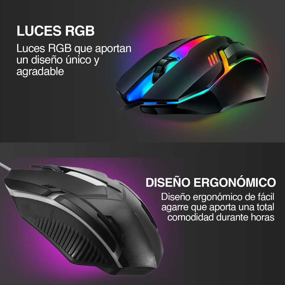 Pack Teclado Metal Rgb + Mouse 1600 Dpi Gamer Negro image number 3.0
