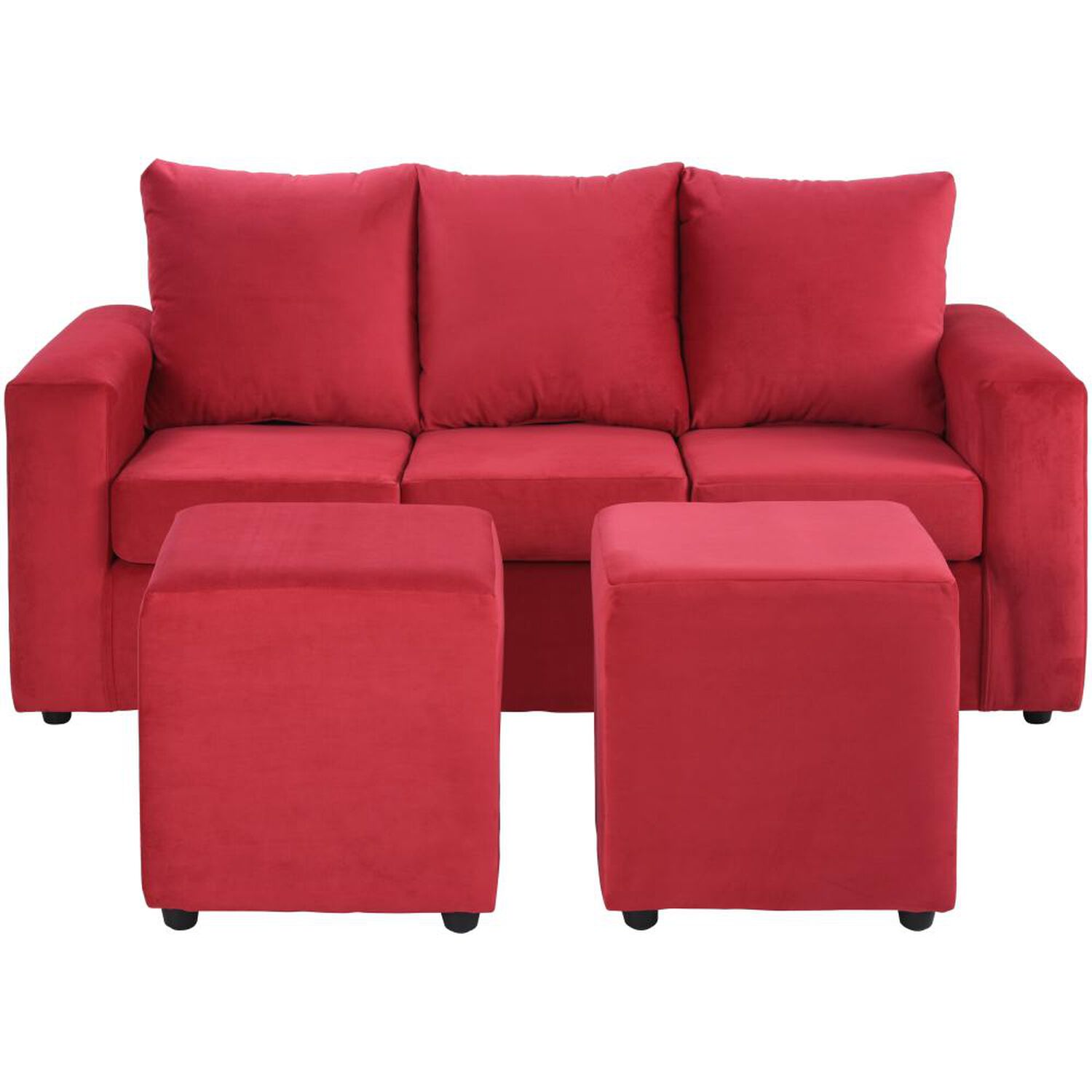 Juego De Living Bodevir Kendy / 3 Cuerpos + 2 Pouf image number 0.0