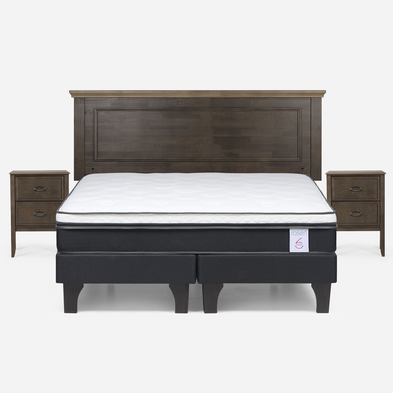 Cama Europea Rosen New Style 6 / King / Base Dividida + Set De Maderas Anna image number 0.0