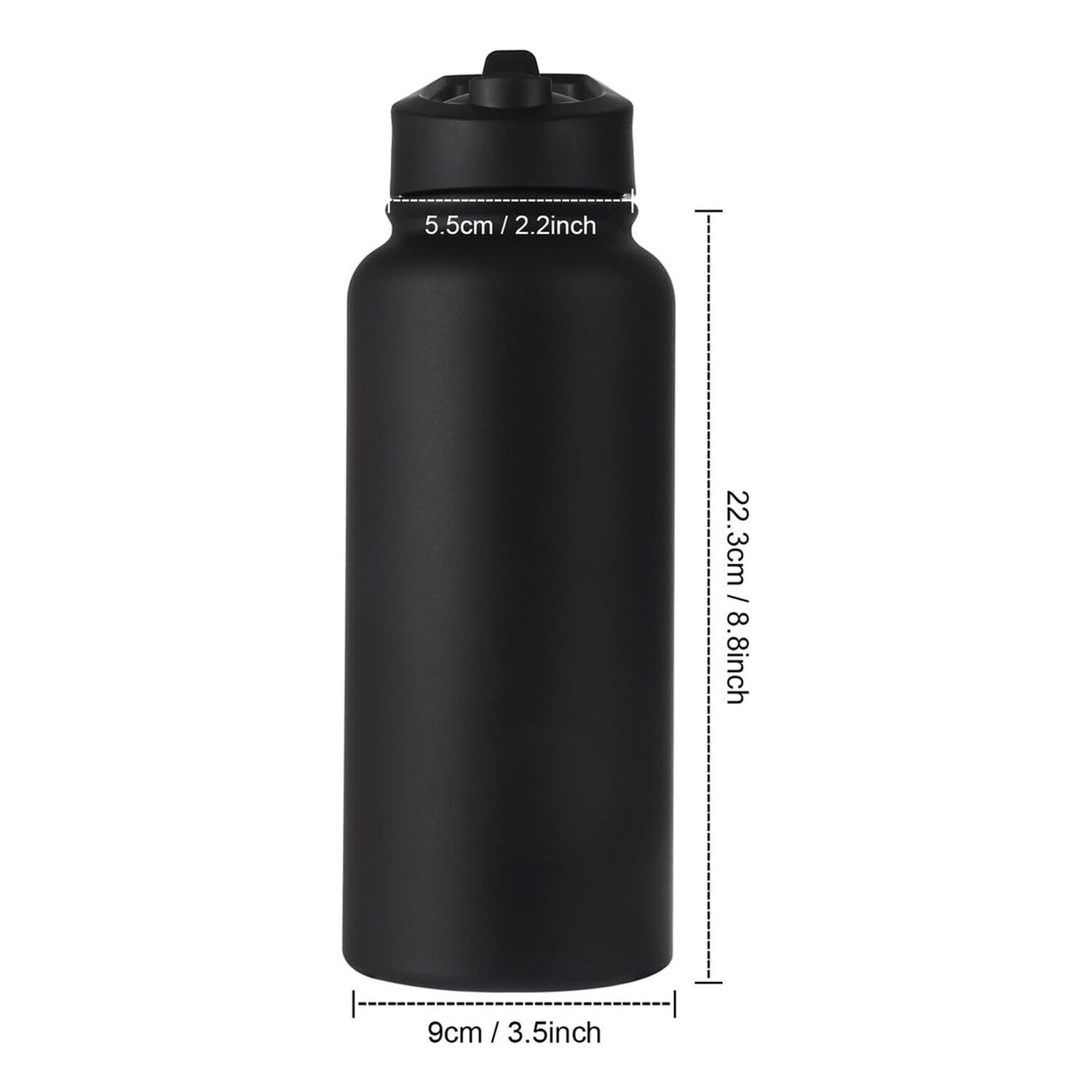 Botella Agua Acero Inoxidable 1000ml Aislada 4 Tapas Negra image number 6.0