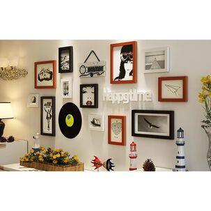 Set 12 Marcos Fotos Decorativos Pared Madera Vinilo