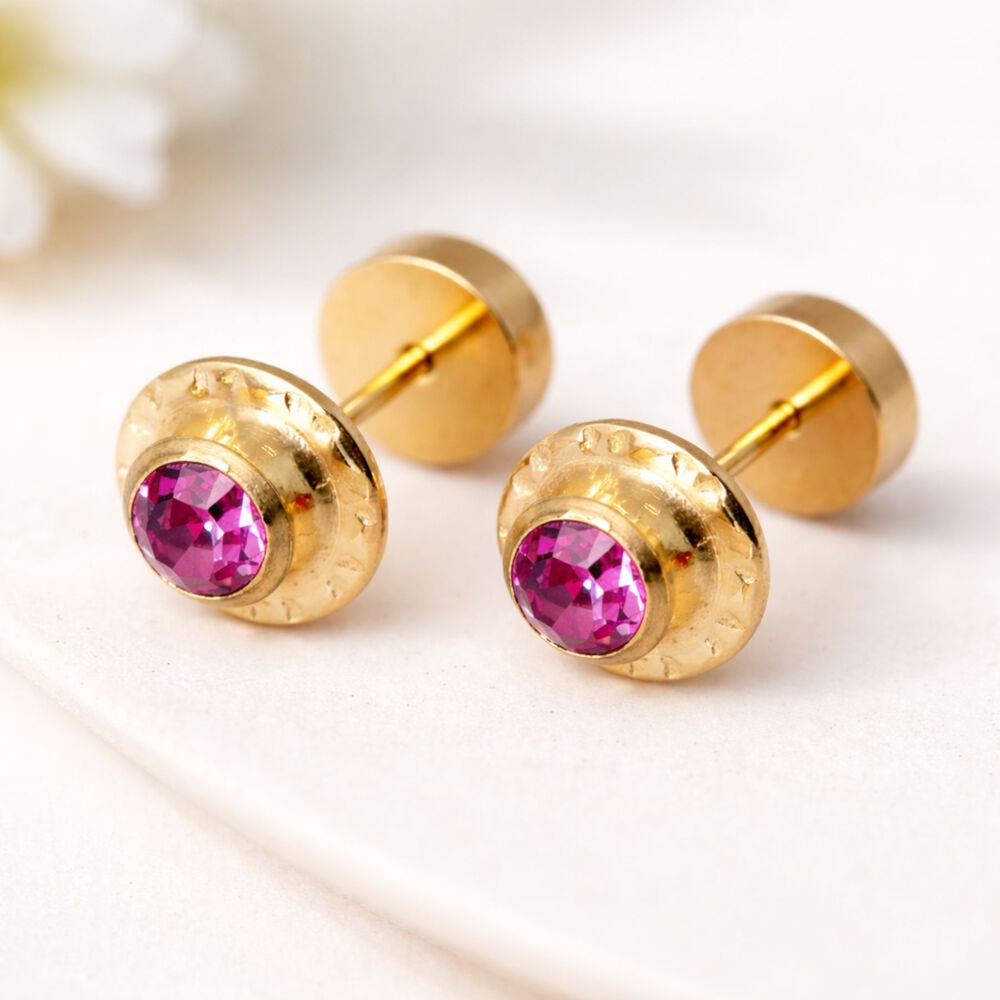 Aros Abridores Chat&oacute;n Circ&oacute;n 5mm N2 Oro 14k A Presi&oacute;n Beb&eacute; Ni&ntilde;a Primeros Aros image number 1.0