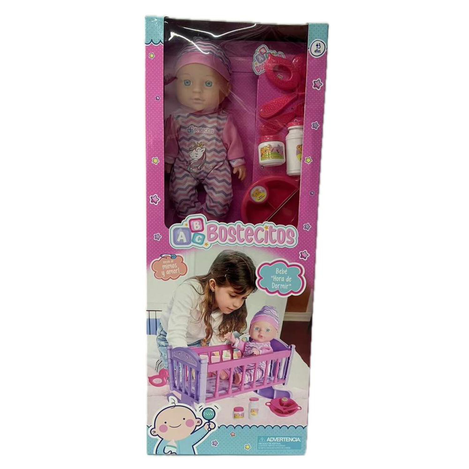 Mu&ntilde;eca Babydoll Bostecitos Abc Acc Con Cuna image number 2.0