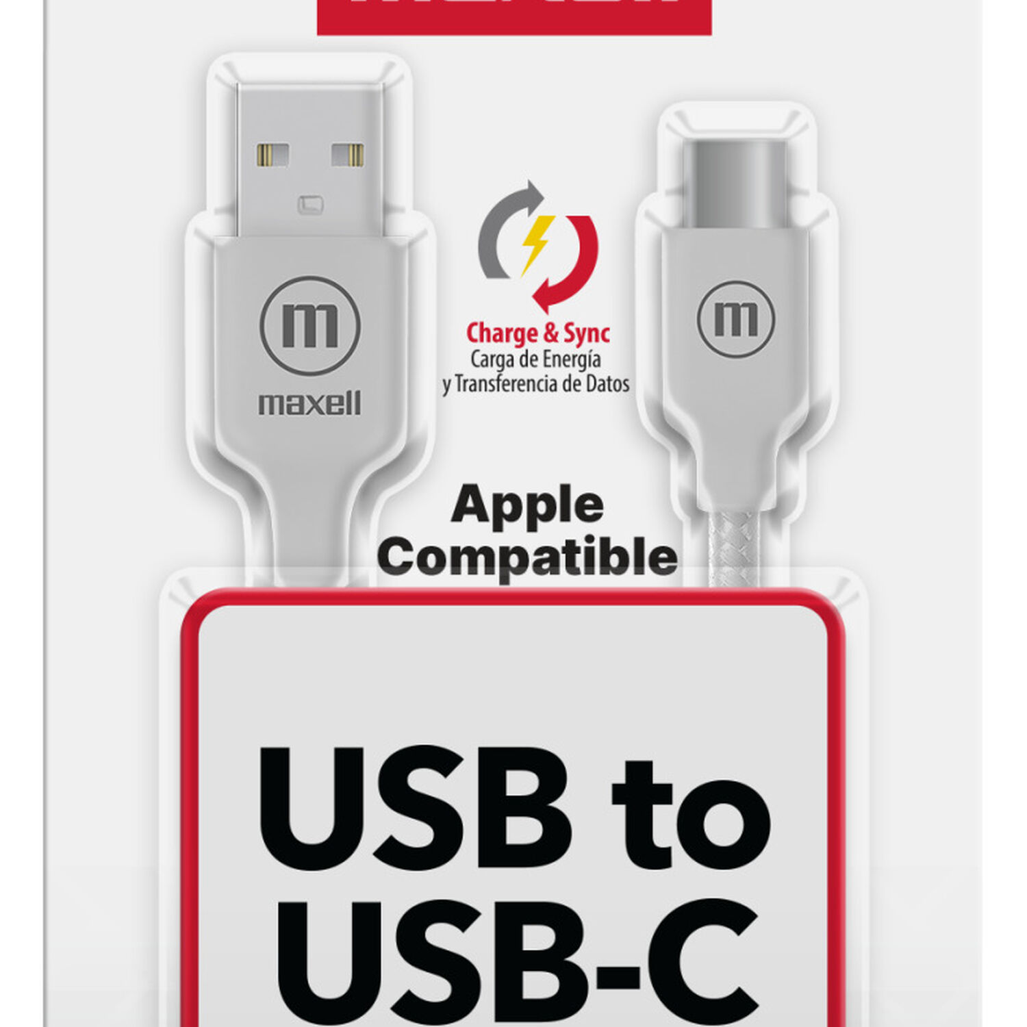 Cable Trenzado Usb A Usb C Maxell 2 Metros Carga R&aacute;pida Blanco image number 0.0
