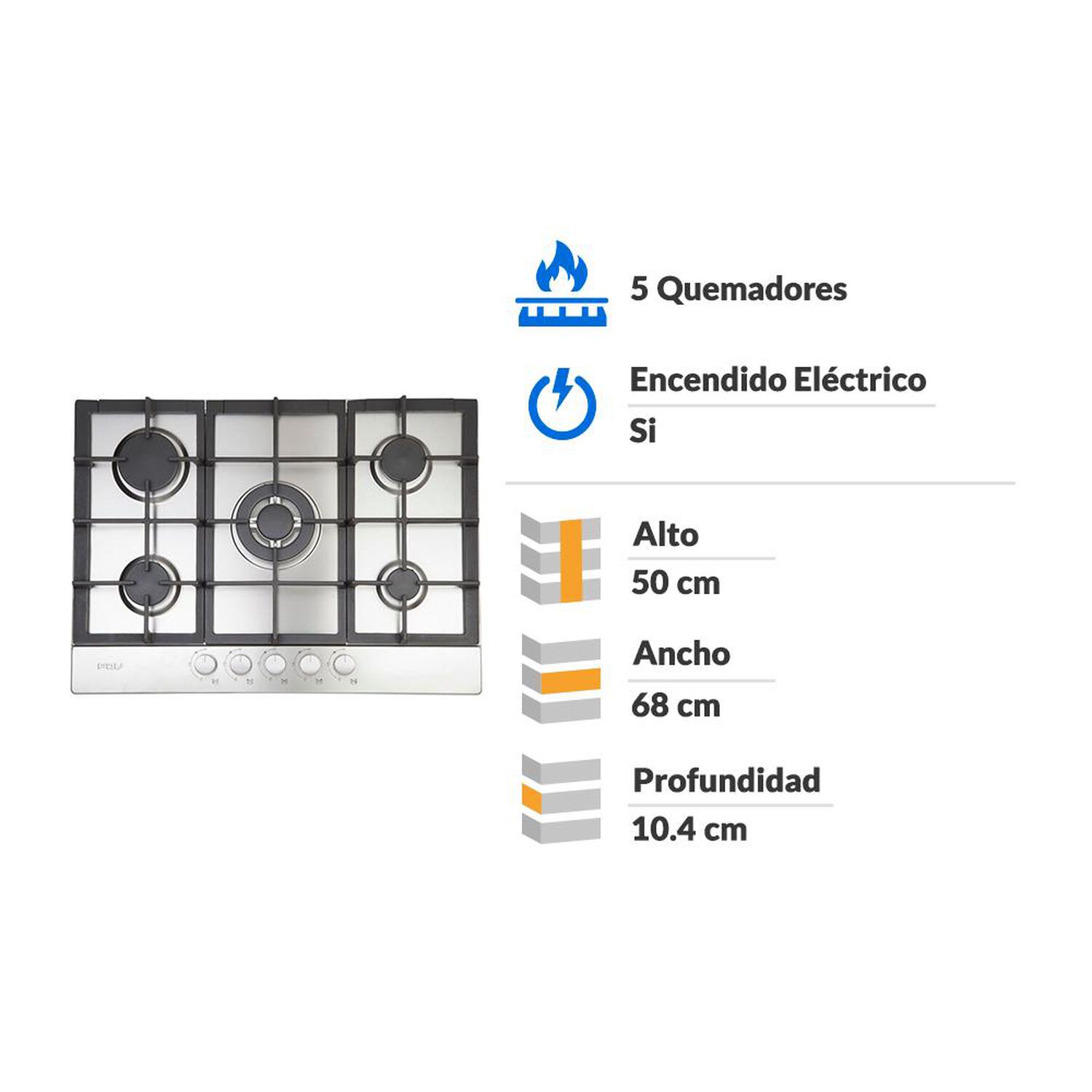Encimera A Gas FDV Design 70 5GLSTX NAT / 5 Quemadores image number 1.0