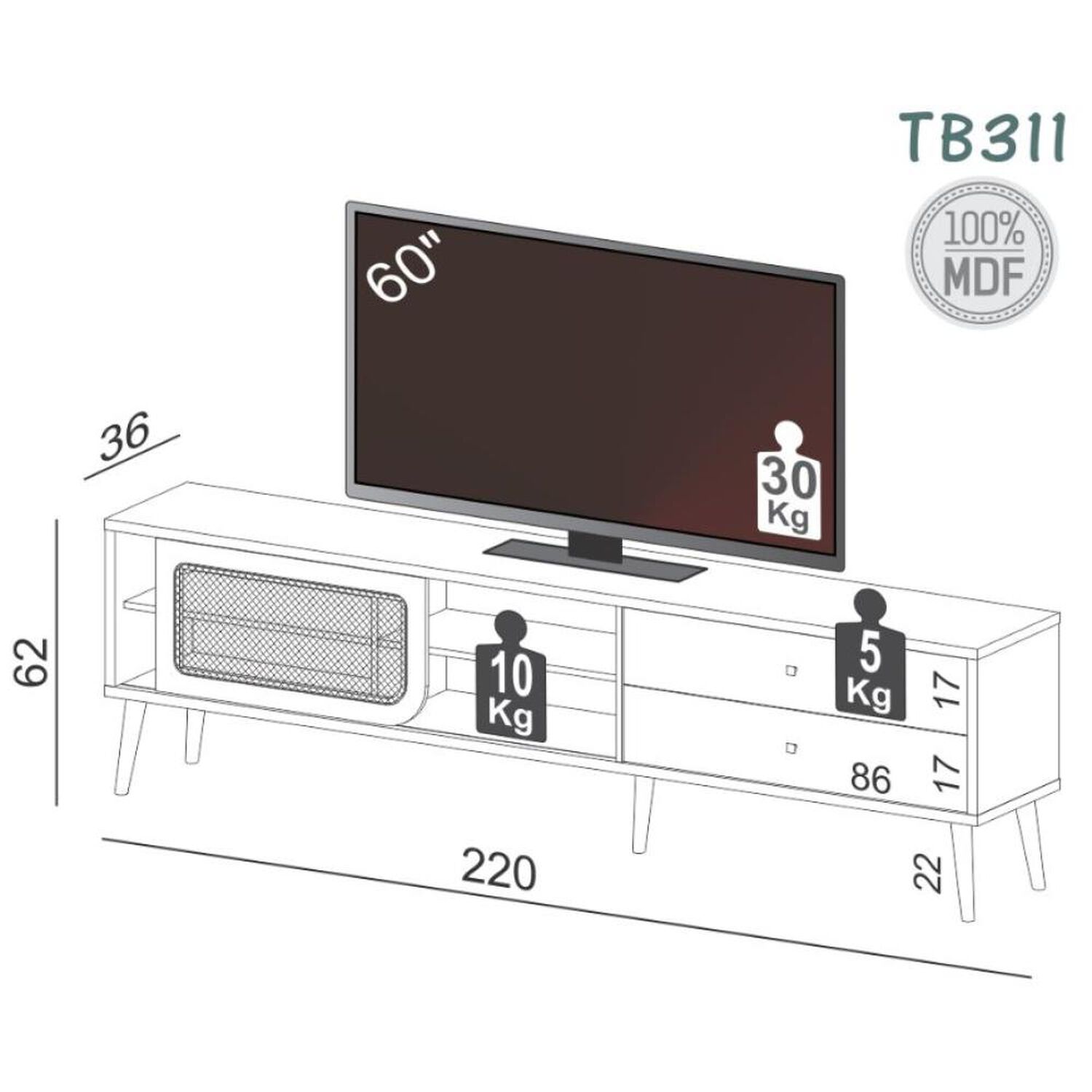 Rack Decocasa Tv R 1 8tb300c / Si image number 1.0