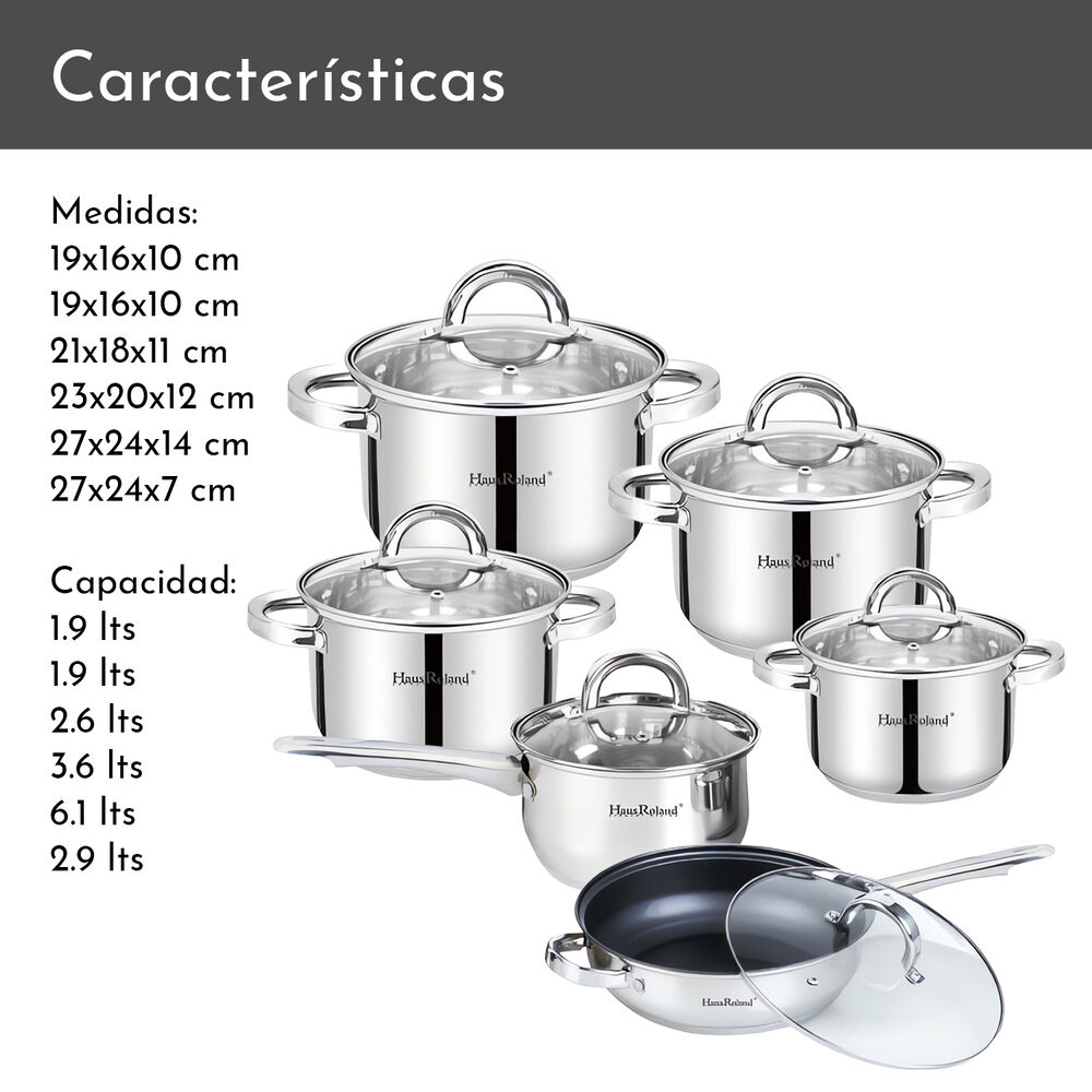 Batería 12 Piezas Acero Inoxidable Hamburgo image number 2.0