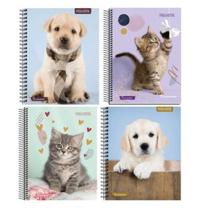 Pack 6 Piezas Cuadernos Espiral Cachorros Gatos Perros