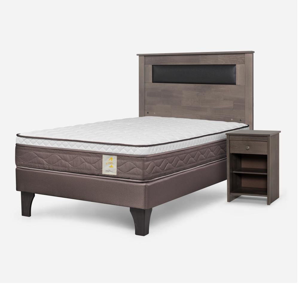 Cama Europea Rosen New Style 4 Plus / 1.5 Plazas / Base Normal  + Set Maderas Ferrara Gris image number 1.0