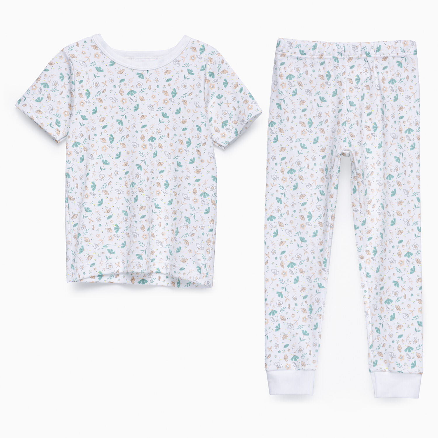 Pijama Blanco Hojas Colores Algod&oacute;n Peruano image number 1.0