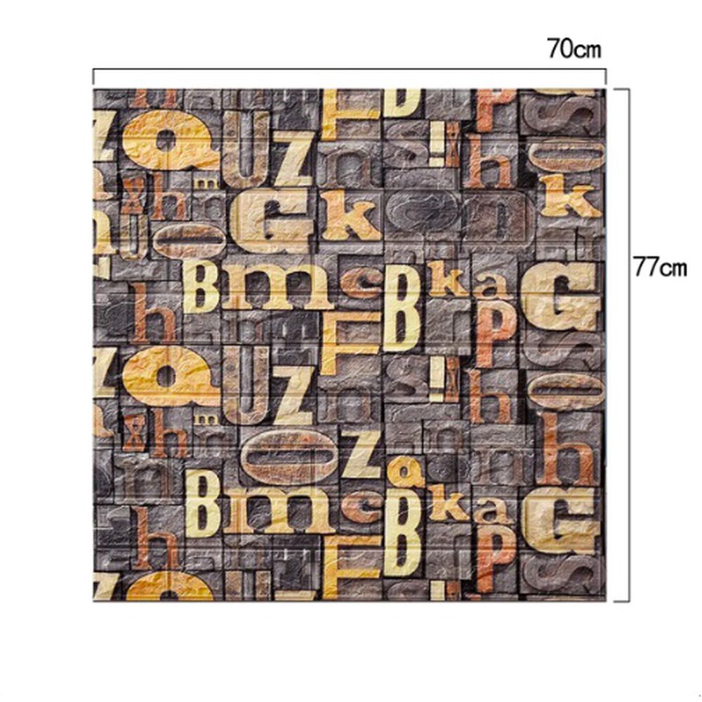 Pack 10 Lamina Papel Mural Autoadhesivo 3d Letras image number 2.0