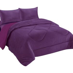 Cobertor De Invierno Plush Con Chiporro 2 Plazas + 2 Fundas De Almohada Morado