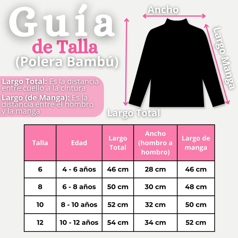 Pack 6 Poleras Camisetas Bamb&uacute; Cuello Beatle Primera Capa Manga Larga Colores Surtido Ni&ntilde;a image number 2.0