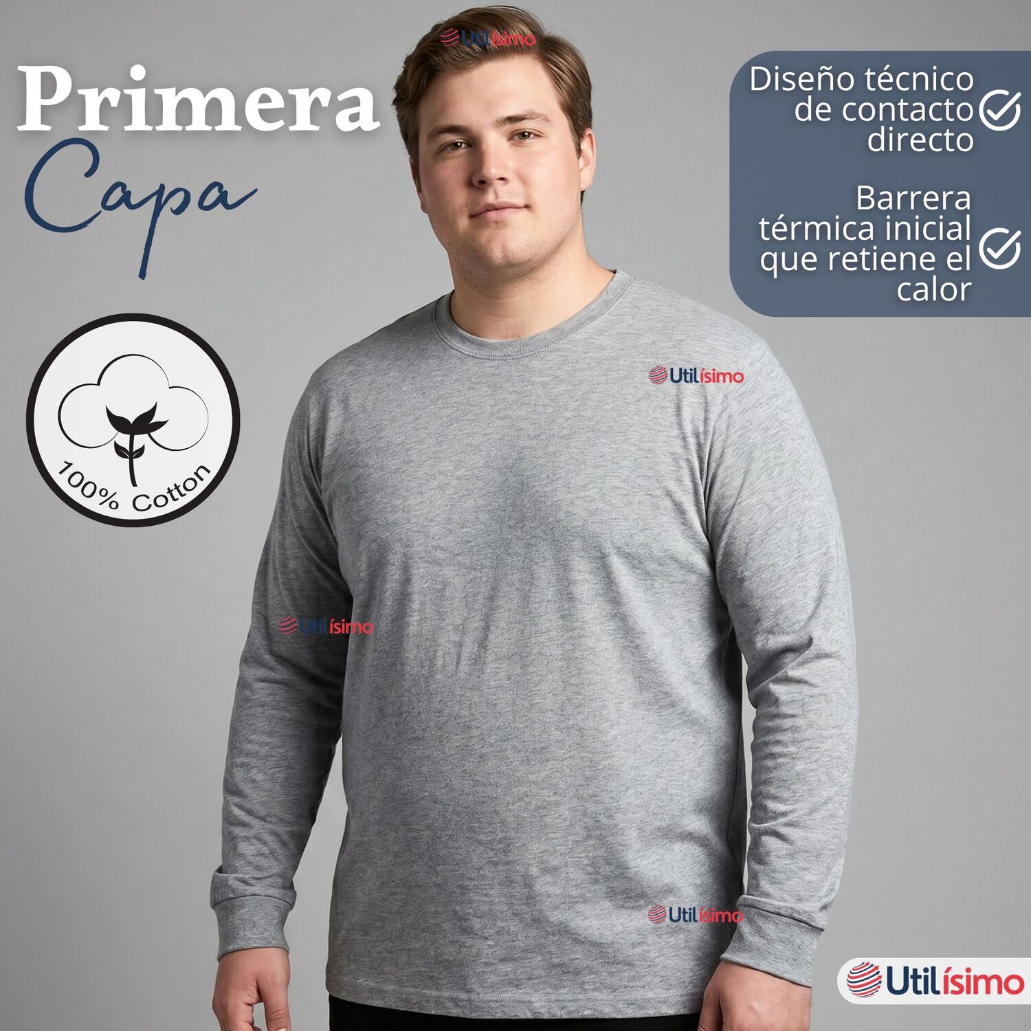 Polera Algod&oacute;n Manga Larga Cuello Redondo Primera Capa Hombre image number 2.0
