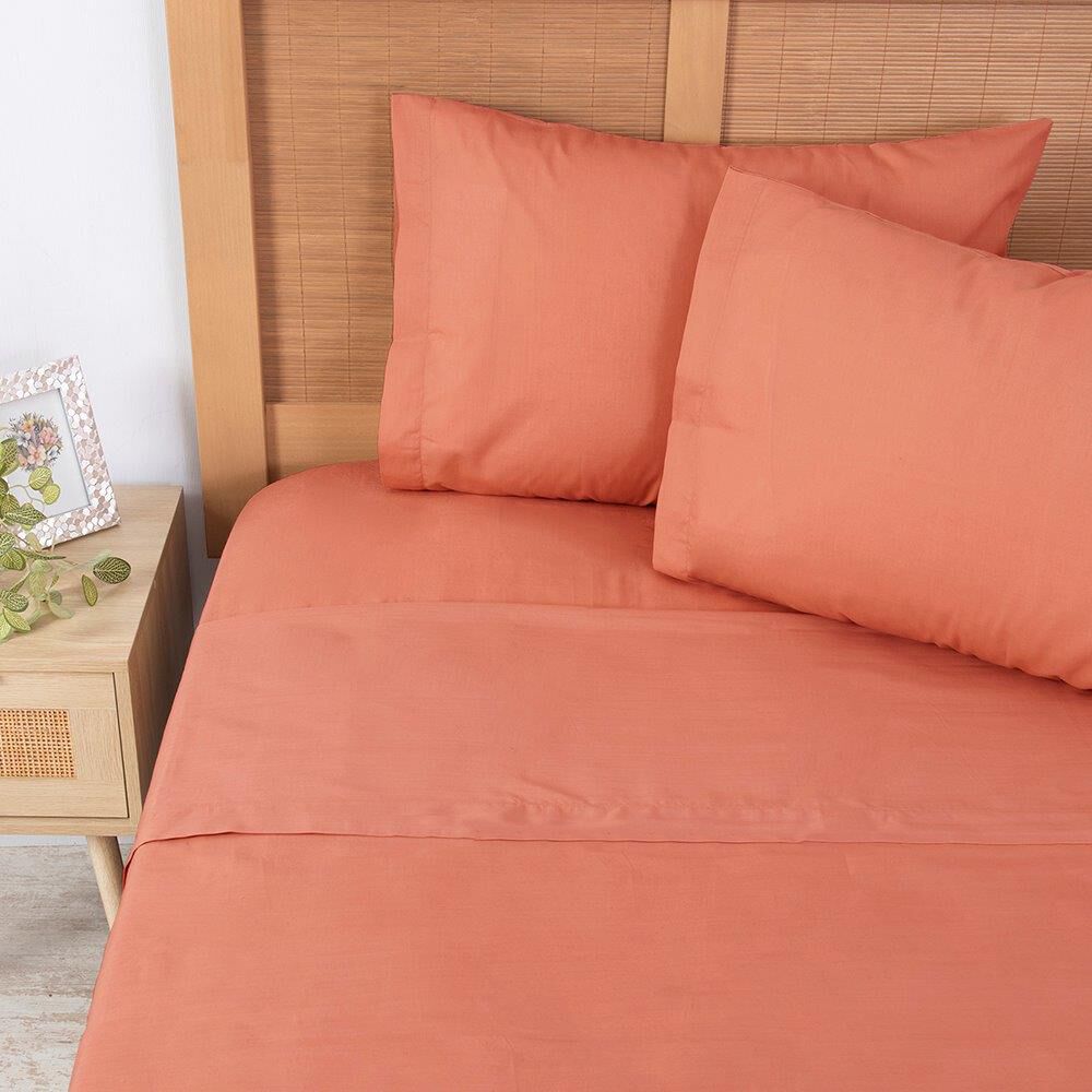 Sabana 144 Hilos Lisas 2 Plazas Naranja image number 1.0