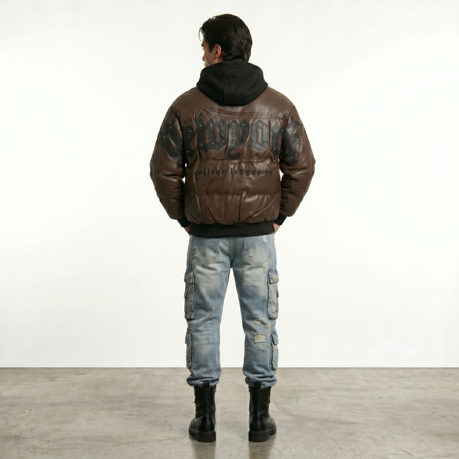 Chaqueta Parca Ecocuero Impermeable Hombre New York image number 2.0