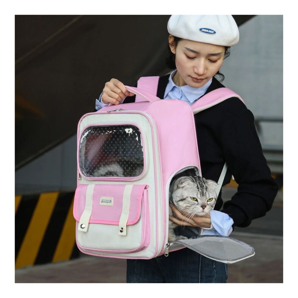 Bolso De Transporte Para Gatos Portátil Plegable Rosa image number 3.0