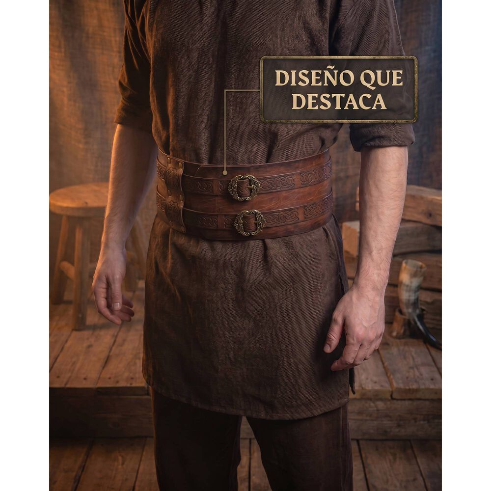 Cinturon Vikingo Medieval De Cuero Pu Accesorio Cosplay image number 10.0